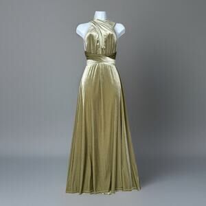 Revelry Womens Dress XS Green Micah Convertible Velvet Gown Bridesmaid Formal